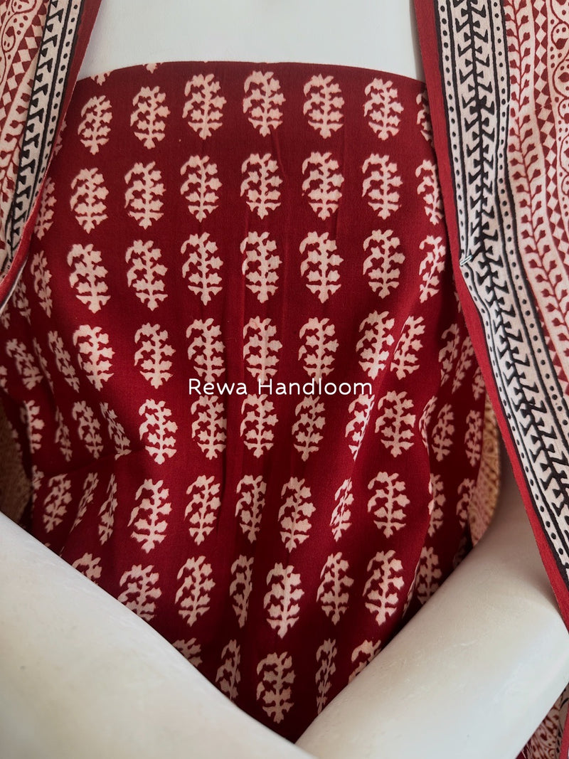 Red-White Bagh Print Cotton Suit BGCSJ0137