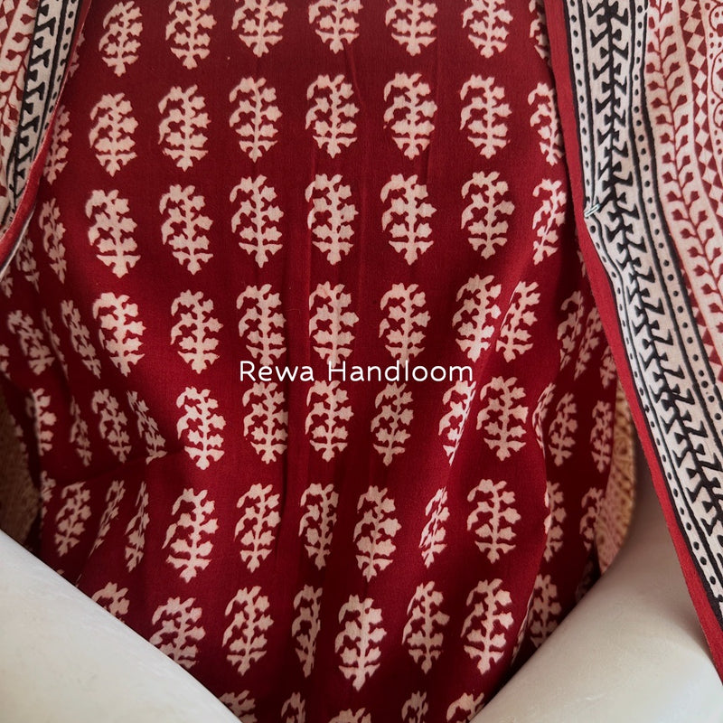 Red-White Bagh Print Cotton Suit BGCSJ0137