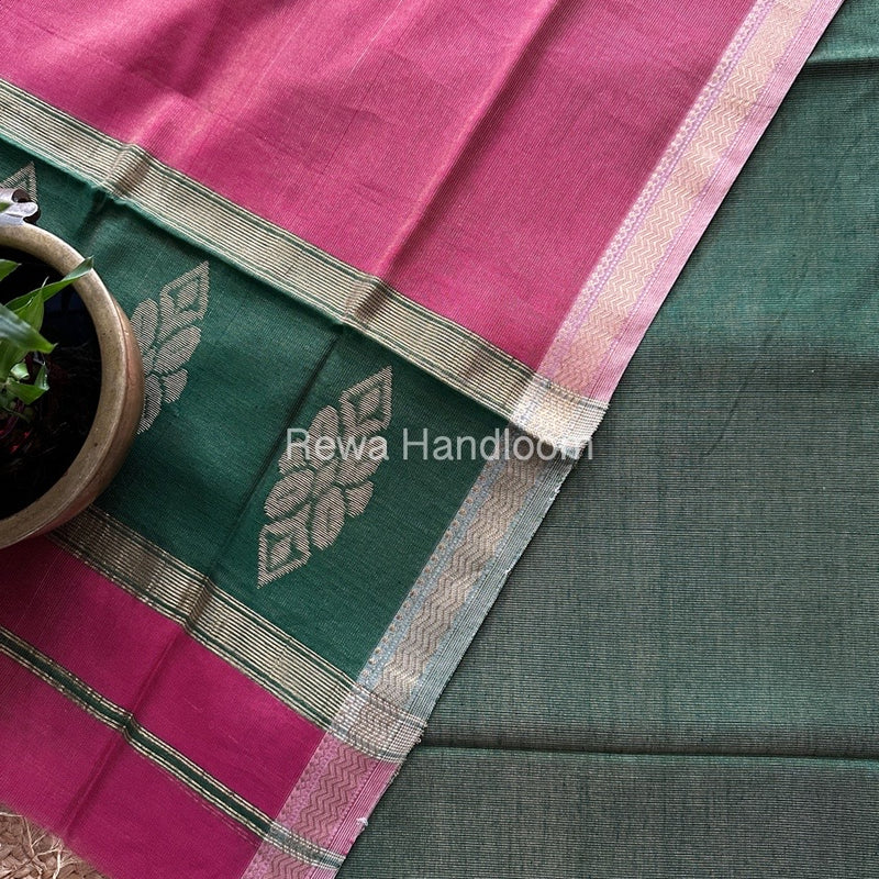 Maheshwari Green-Pink Tissue Butta Dress Material TPT071