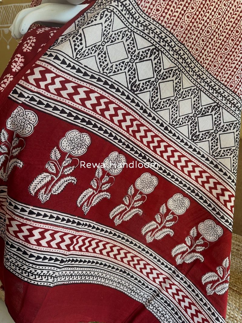 Red-White Bagh Print Cotton Suit BGCSJ0137