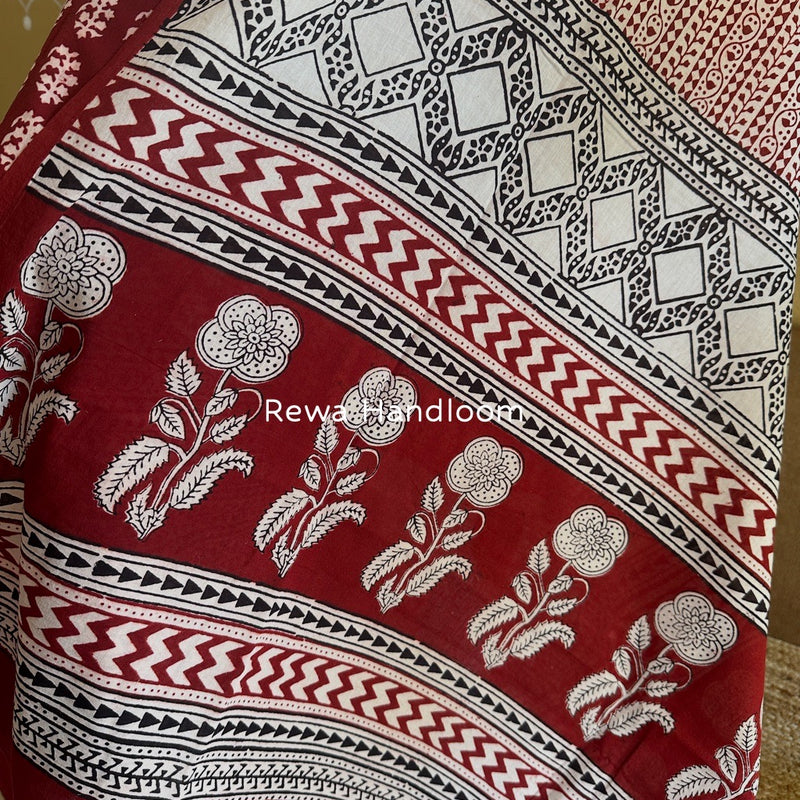 Red-White Bagh Print Cotton Suit BGCSJ0137