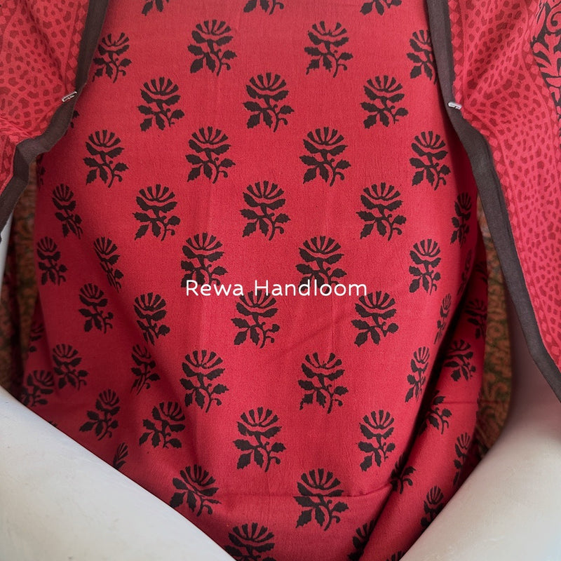 Carrot Red-Black Bagh Print Cotton Suit BGCSJ0107