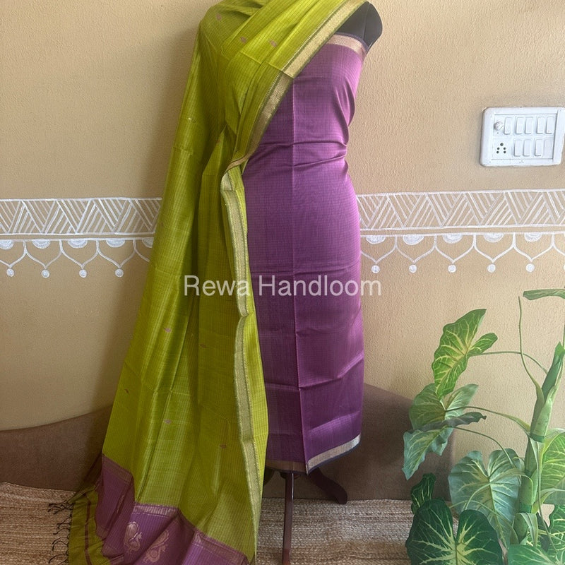 Maheshwari Peacock Buta-Buti Top-Dupatta Set