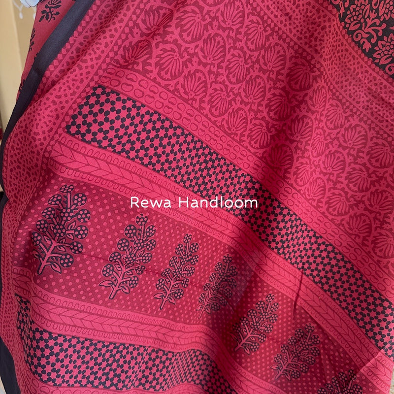Carrot Red-Black Bagh Print Cotton Suit BGCSJ0107