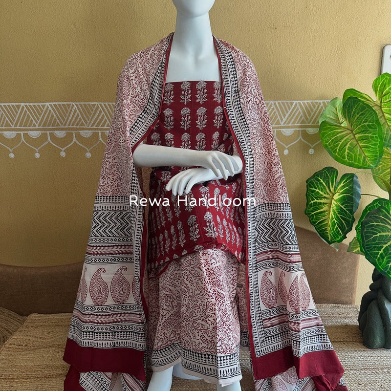 Bagh Print Cotton Suit 