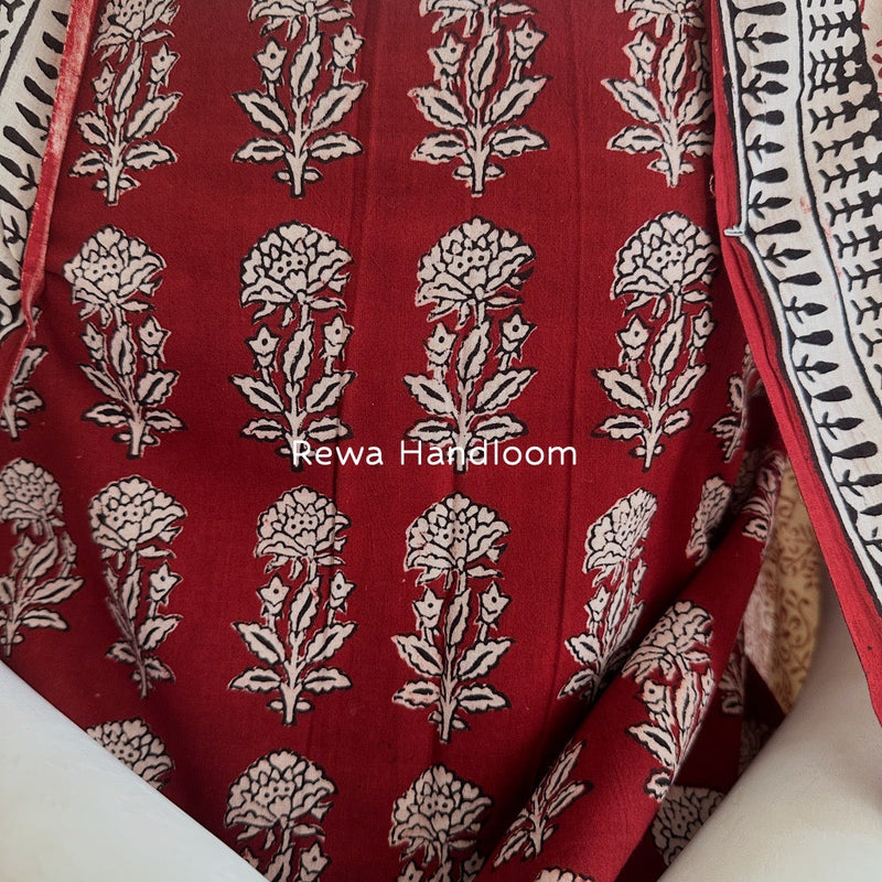 Red-White Bagh Print Cotton Suit BGCSJ0130