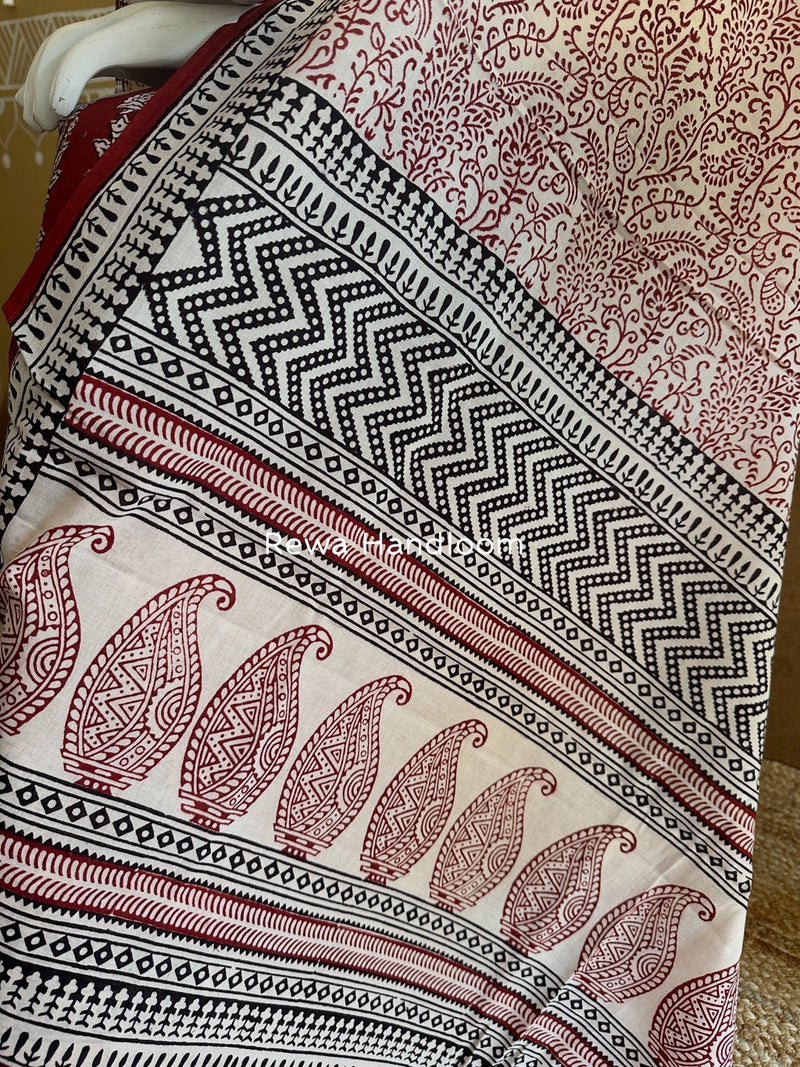 Red-White Bagh Print Cotton Suit BGCSJ0130