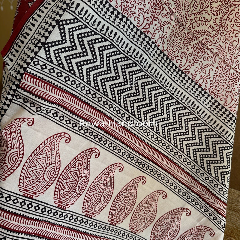 Red-White Bagh Print Cotton Suit BGCSJ0130