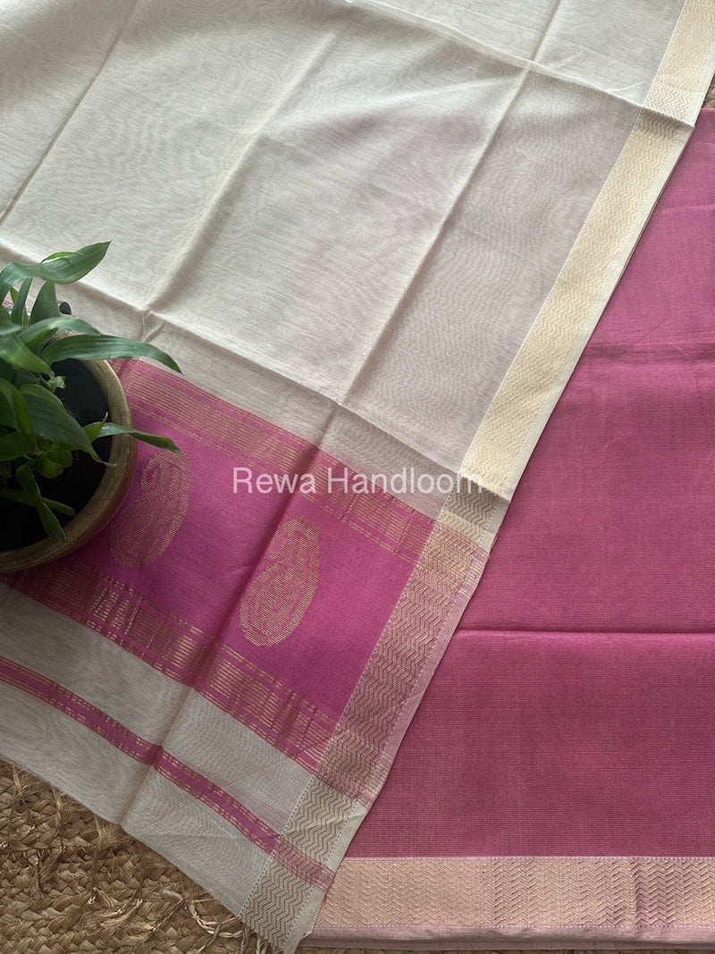 Maheshwari Pink-white Tissue Buta Dress Material TPT070