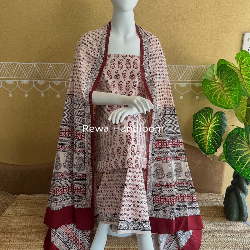 Bagh Print Cotton Suit 