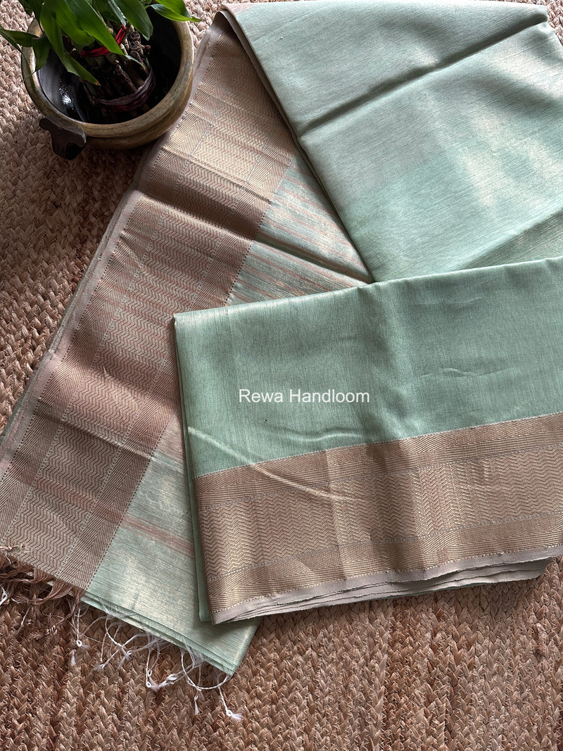 Maheshwari Pista Tissue Silk Saree FTS015