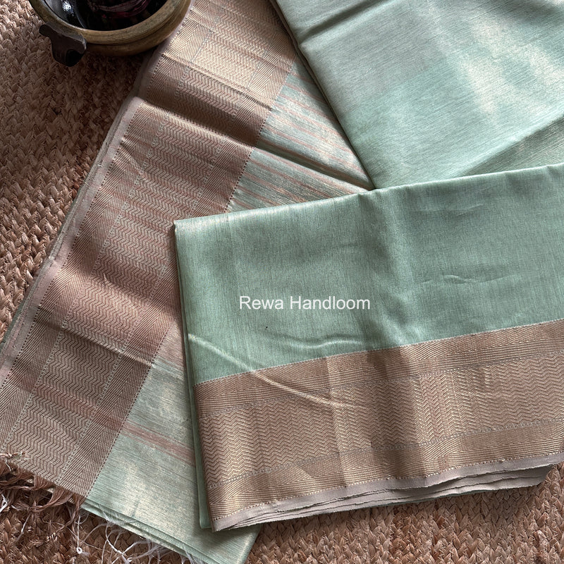 Maheshwari Pista Tissue Silk Saree FTS015