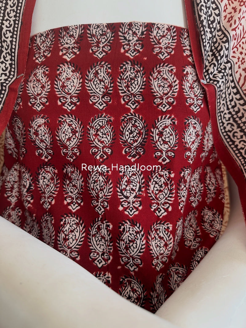 Red-White Bagh Print Cotton Suit BGCSJ0117