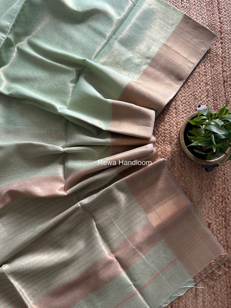 Maheshwari Pista Tissue Silk Saree FTS015