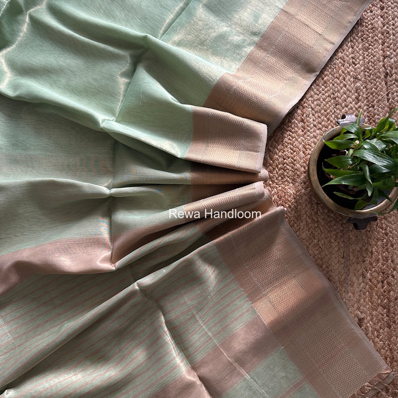 Maheshwari Pista Tissue Silk Saree FTS015
