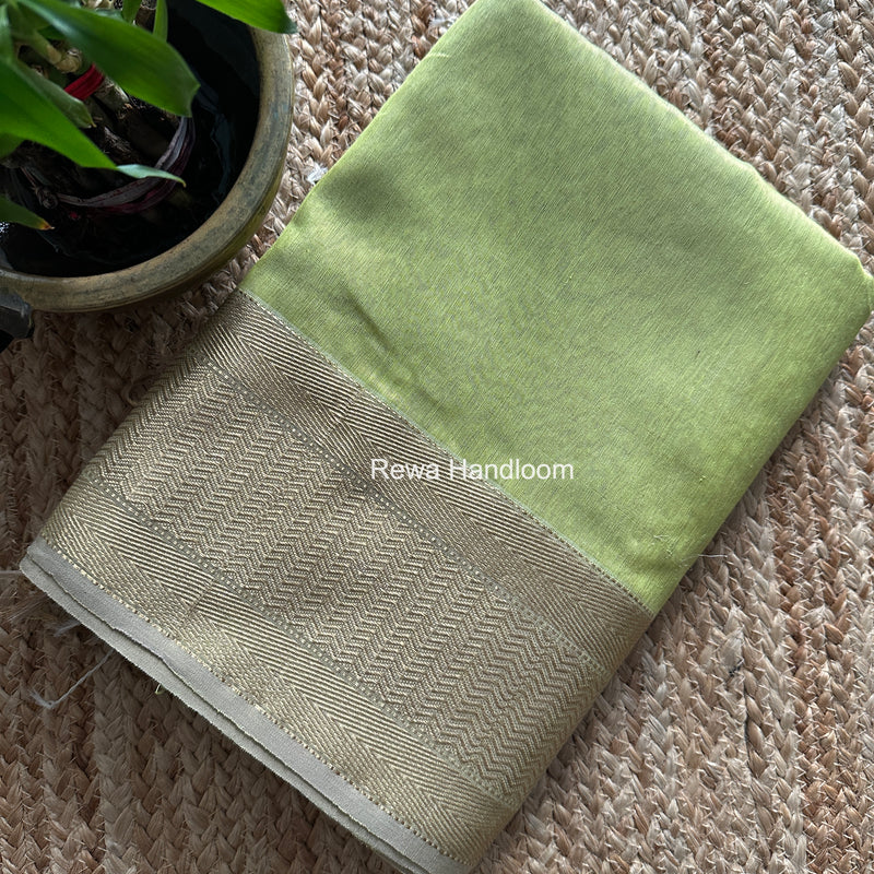 Maheshwari Light Parrot Green Tissue Silk Saree FTS013