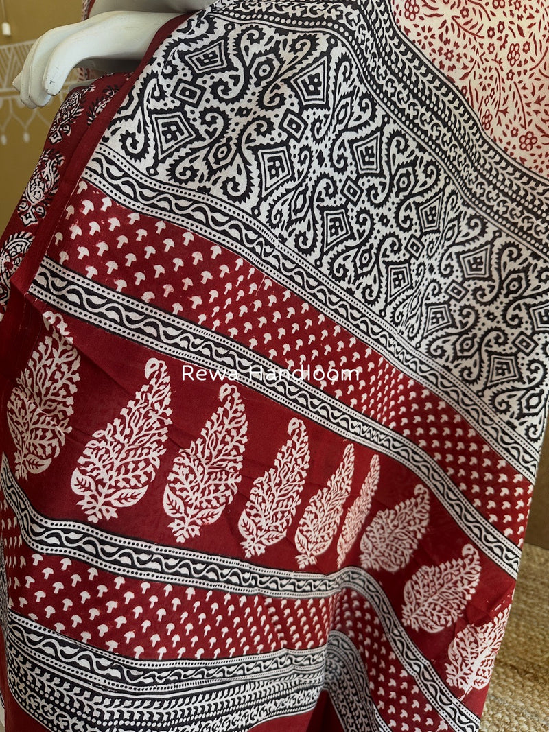 Red-White Bagh Print Cotton Suit BGCSJ0117