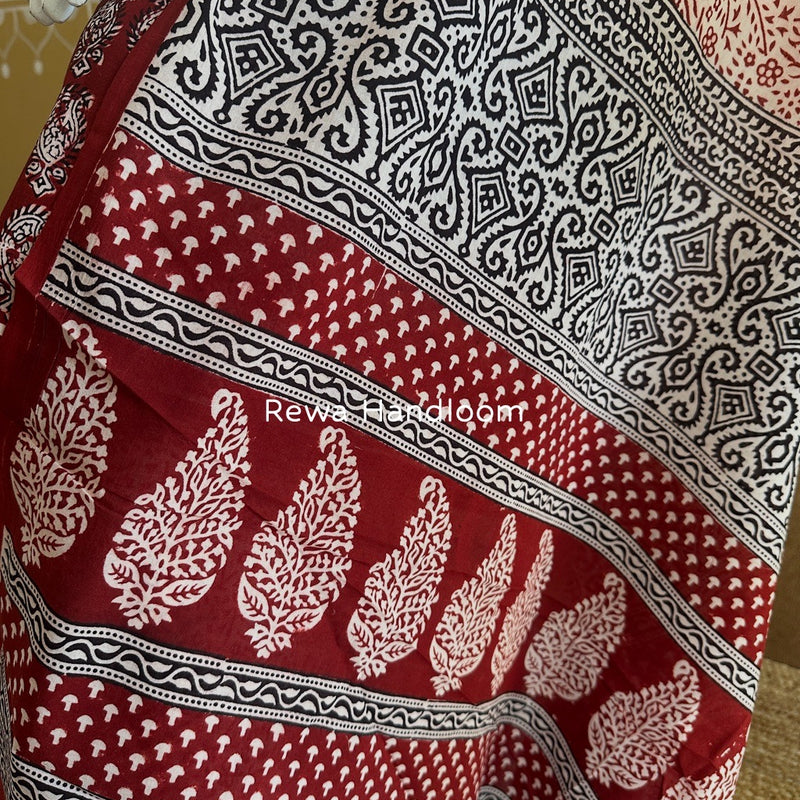 Red-White Bagh Print Cotton Suit BGCSJ0117
