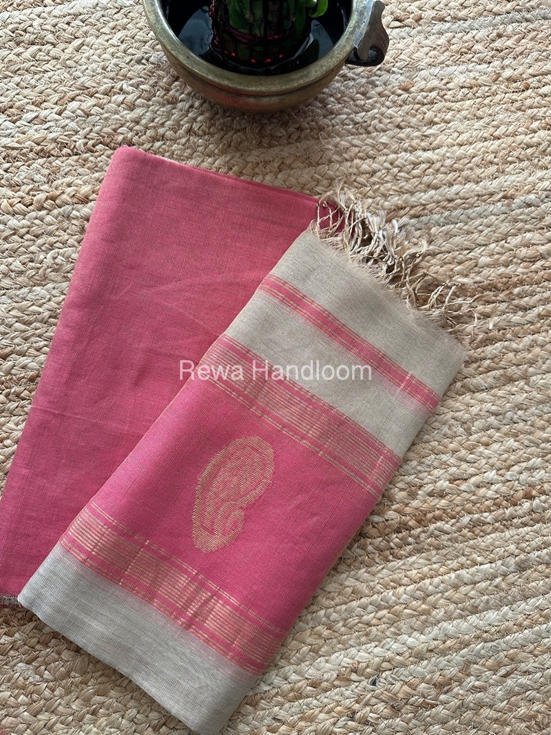 Maheshwari Rani Pink-Beige Tissue Buta Dress Material TPT057