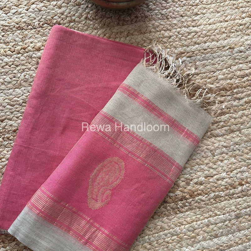 Maheshwari Rani Pink-Beige Tissue Buta Dress Material TPT057
