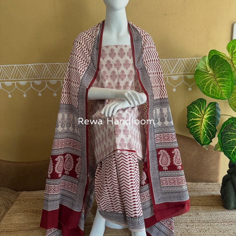 Bagh Print Cotton Suit 
