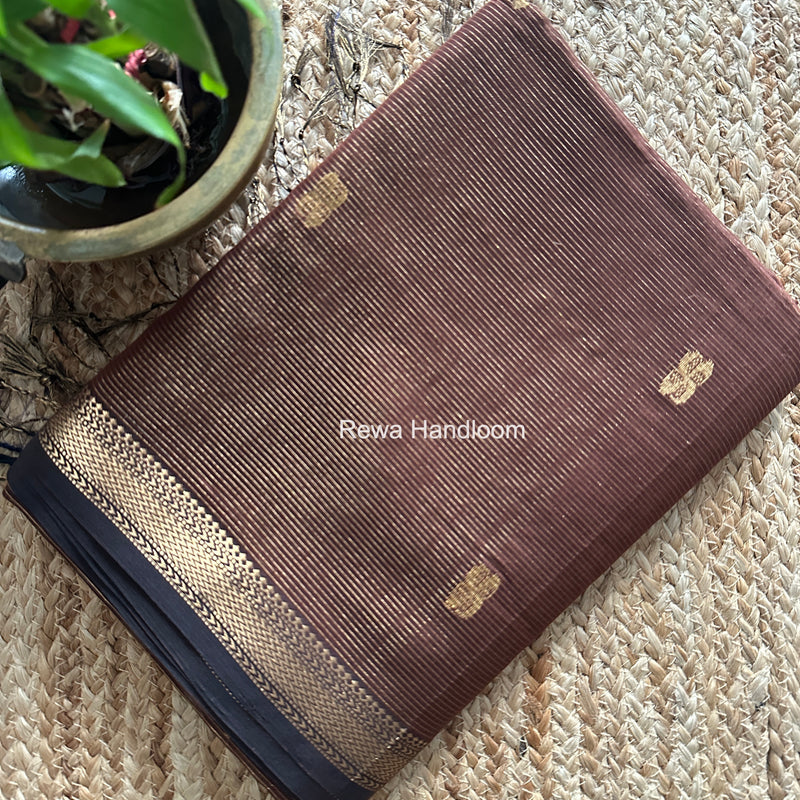 Maheshwari Brown Tissue Butti Saree NFBS09