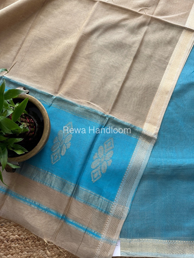 Maheshwari Firozi-Beige Tissue Buta Dress Material TPT052