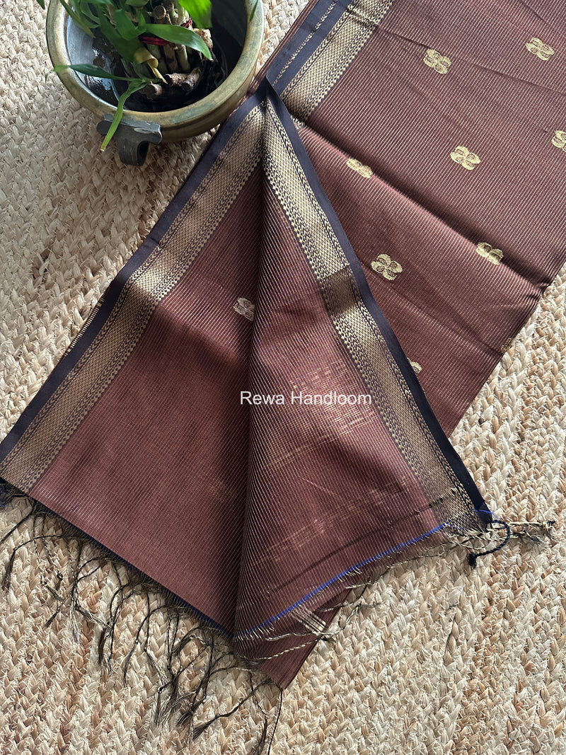 Maheshwari Brown Tissue Butti Saree NFBS09