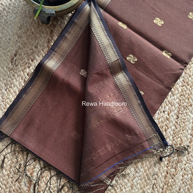 Maheshwari Brown Tissue Butti Saree NFBS09
