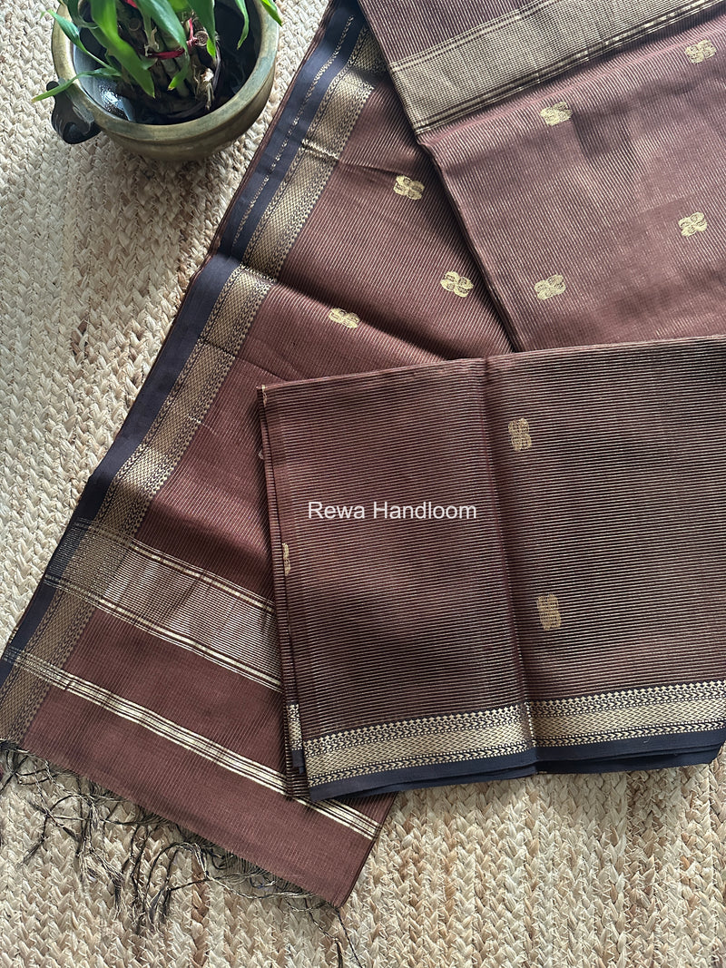 Maheshwari Brown Tissue Butti Saree NFBS09