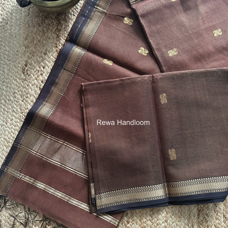 Maheshwari Brown Tissue Butti Saree NFBS09