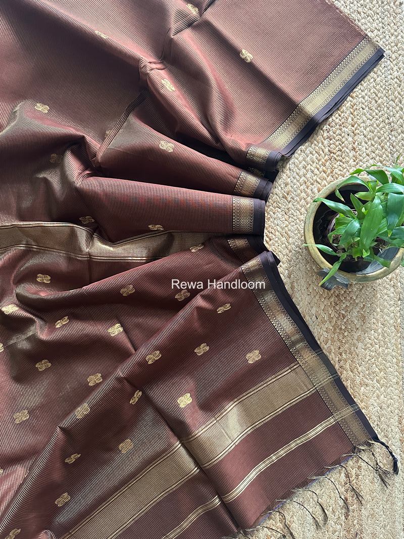 Maheshwari Brown Tissue Butti Saree NFBS09