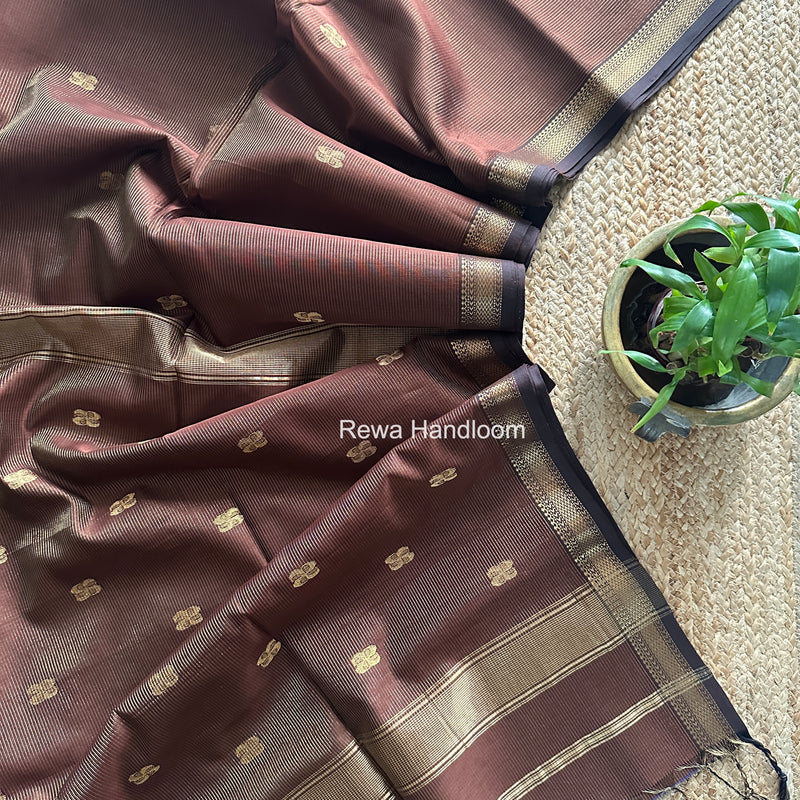 Maheshwari Brown Tissue Butti Saree NFBS09