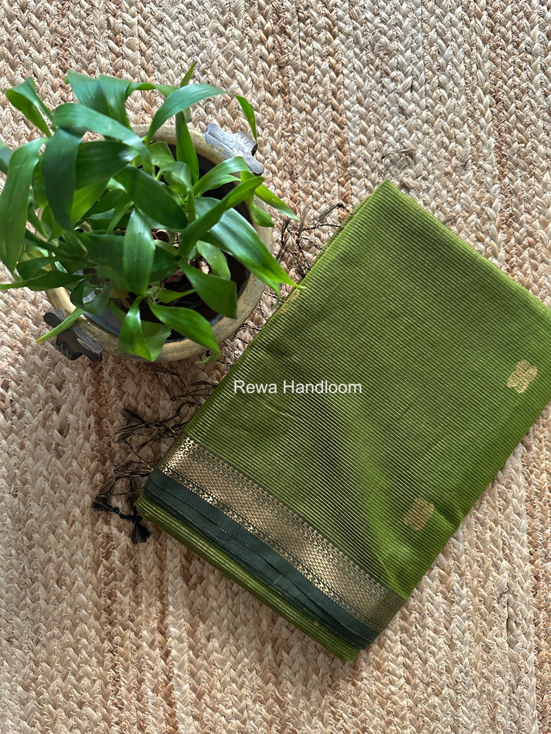 Maheshwari Parrot Green Tissue Butti Saree NFBS011