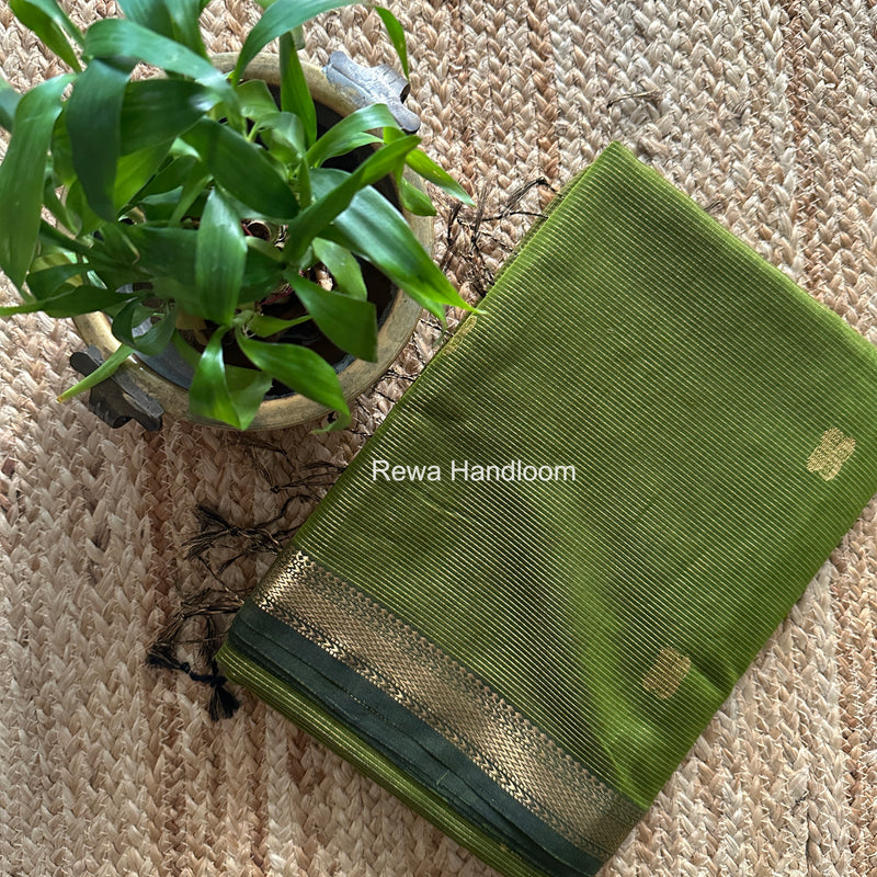 Maheshwari Parrot Green Tissue Butti Saree NFBS011