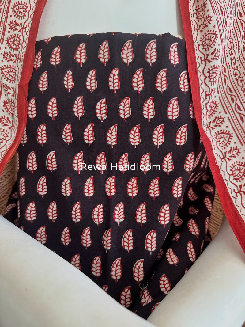 Black-Red Bagh Print Cotton Suit BGCSJ0110