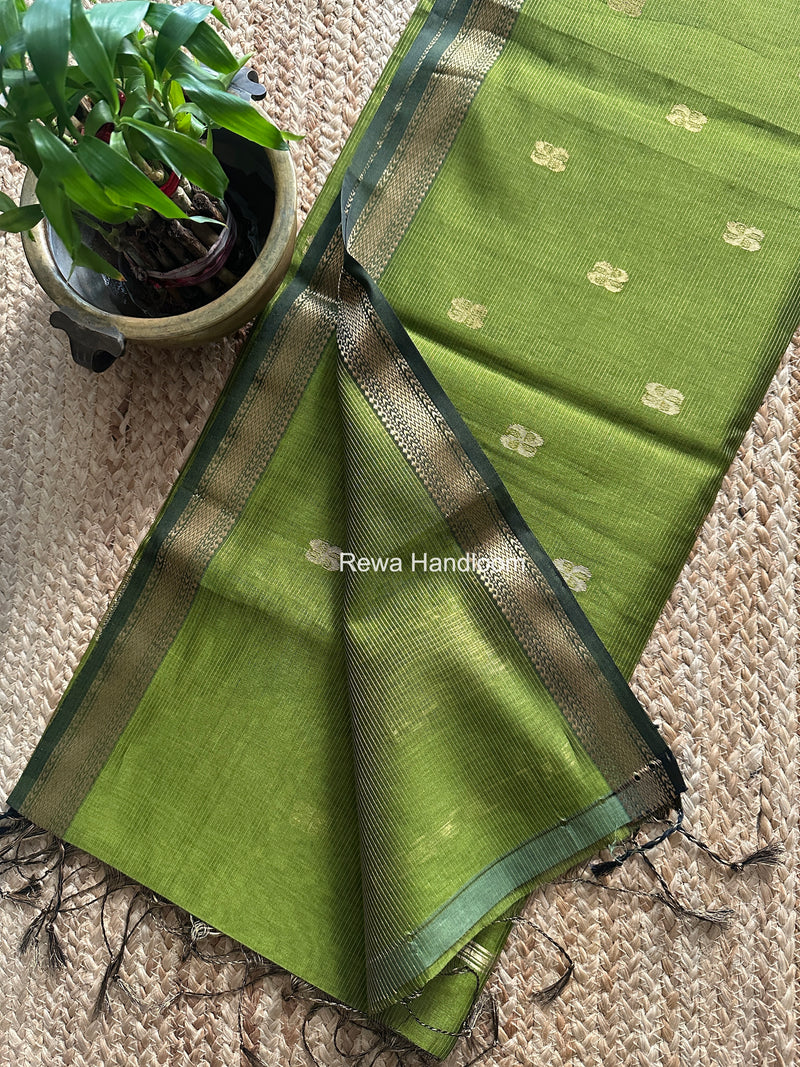 Maheshwari Parrot Green Tissue Butti Saree NFBS011