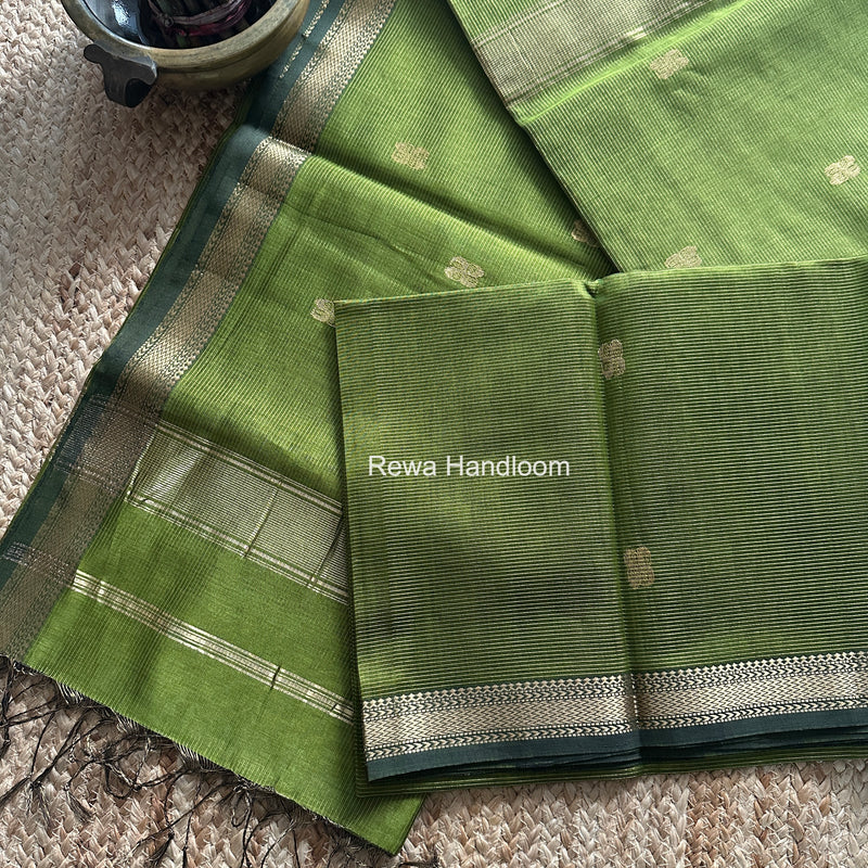 Maheshwari Parrot Green Tissue Butti Saree NFBS011