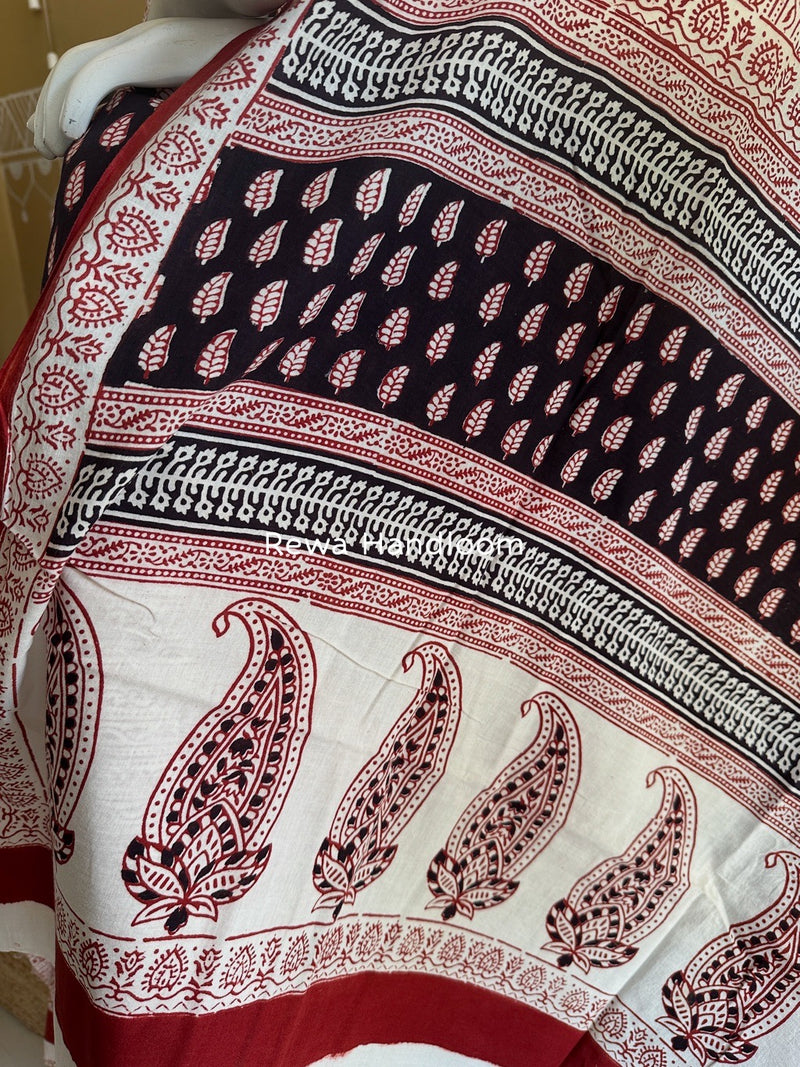 Black-Red Bagh Print Cotton Suit BGCSJ0110