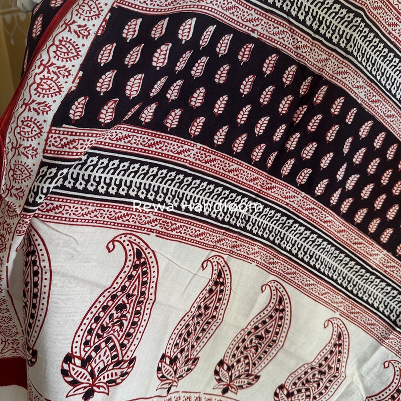 Black-Red Bagh Print Cotton Suit BGCSJ0110