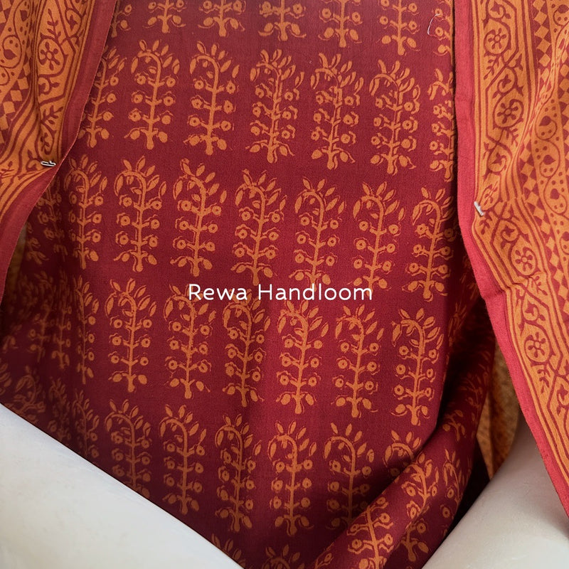 Maroon-Orange Bagh Print Cotton Suit BGCSJ0128