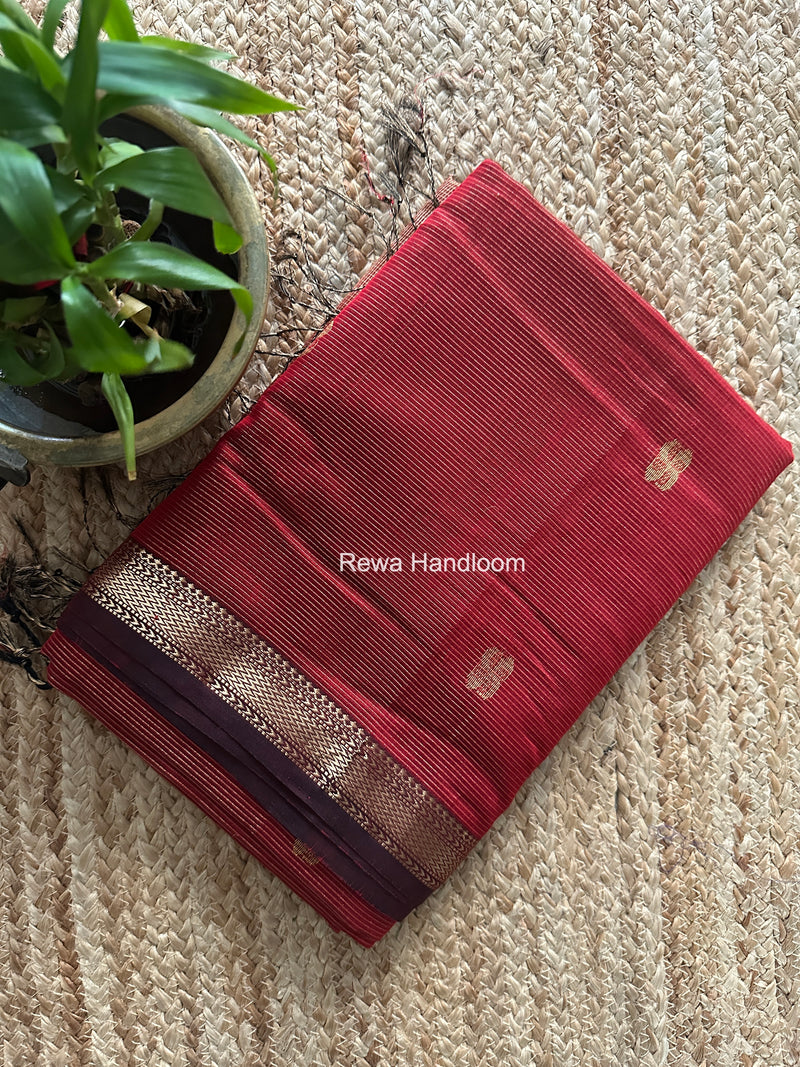 Maheshwari Maroon Tissue Butti Saree NFBS010