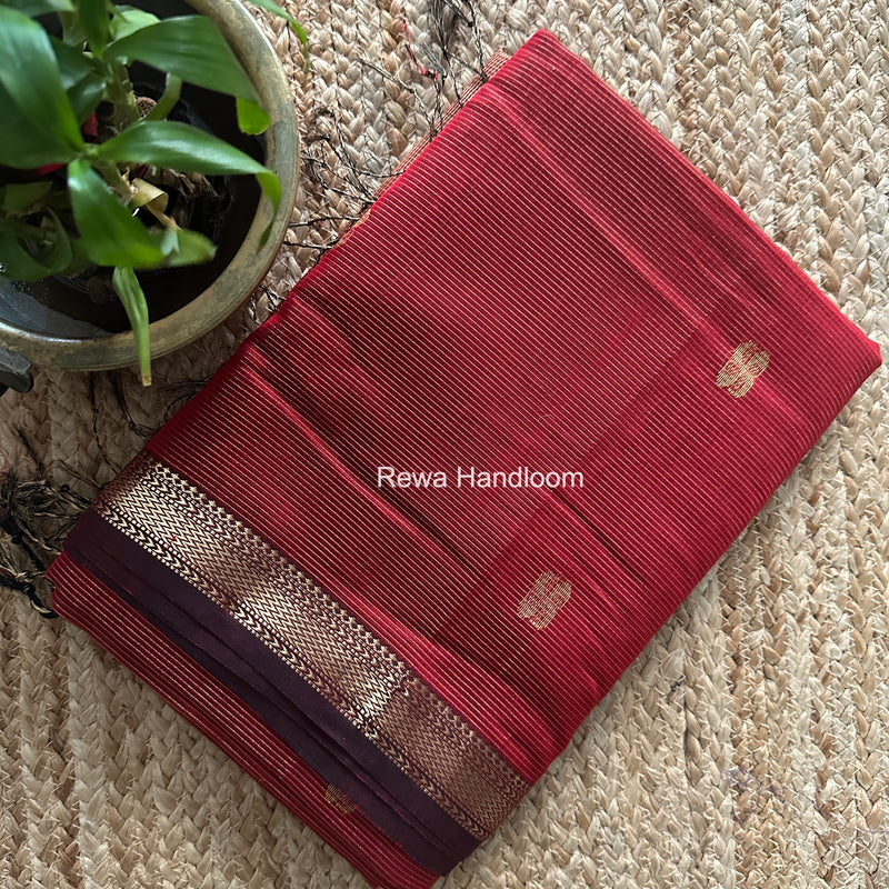 Maheshwari Maroon Tissue Butti Saree NFBS010