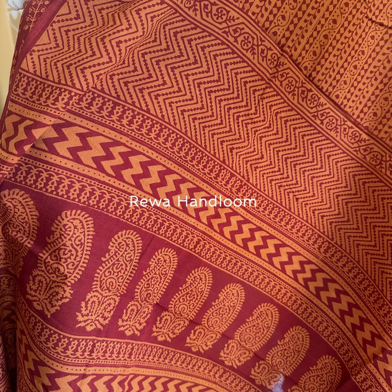 Maroon-Orange Bagh Print Cotton Suit BGCSJ0128