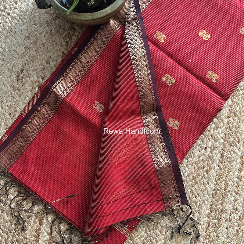 Maheshwari Maroon Tissue Butti Saree NFBS010
