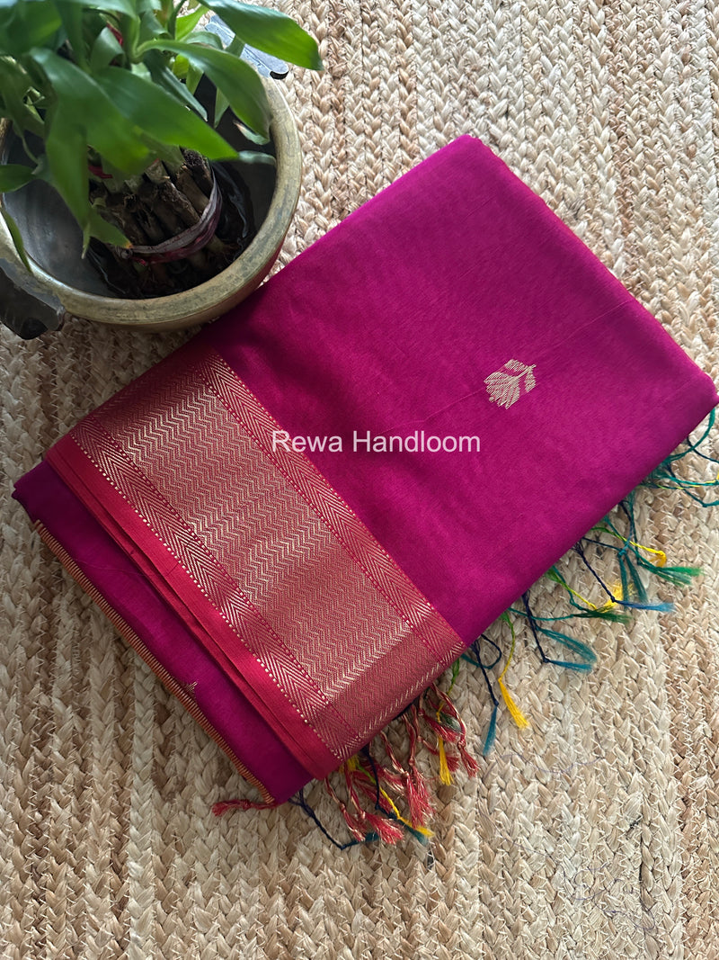 Maheshwari Dark Magenta Lotus Shaded Butta Saree SLB026