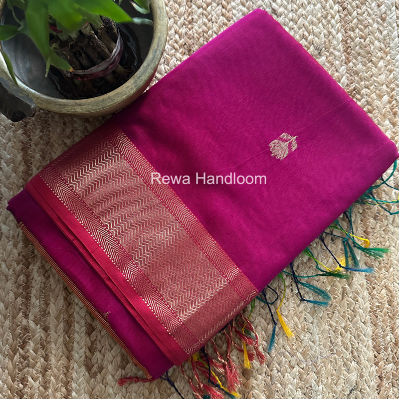 Maheshwari Dark Magenta Lotus Shaded Butta Saree SLB026