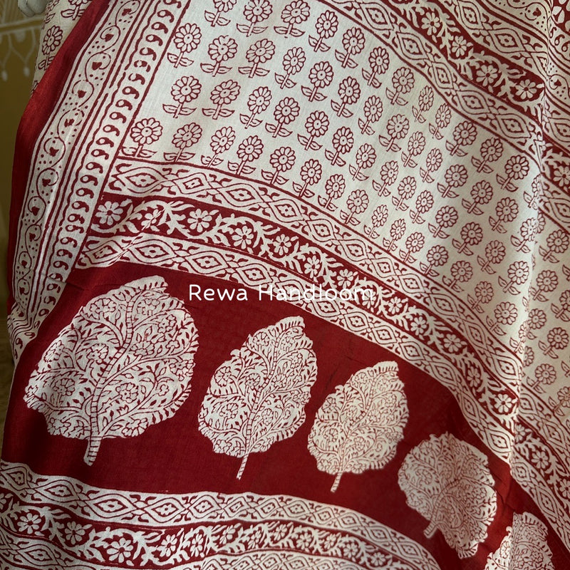 White-Red Bagh Print Cotton Suit BGCSJ0127