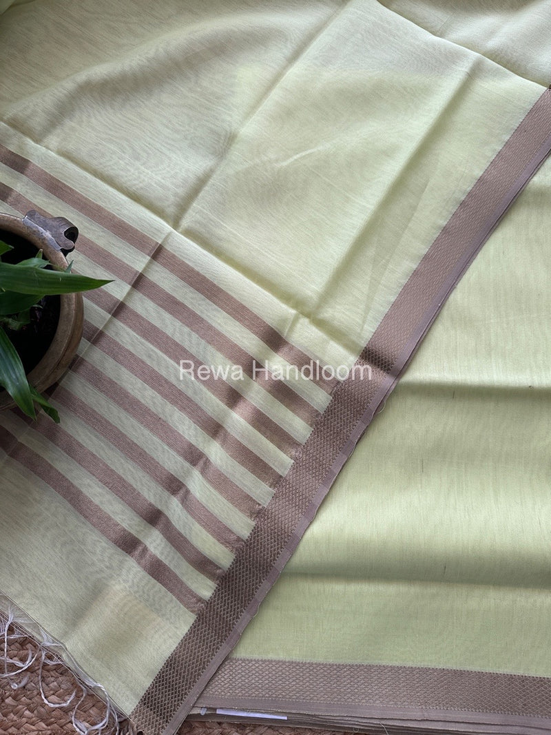 Maheshwari Pastel Yellow Resham Thread Dress Material RT010
