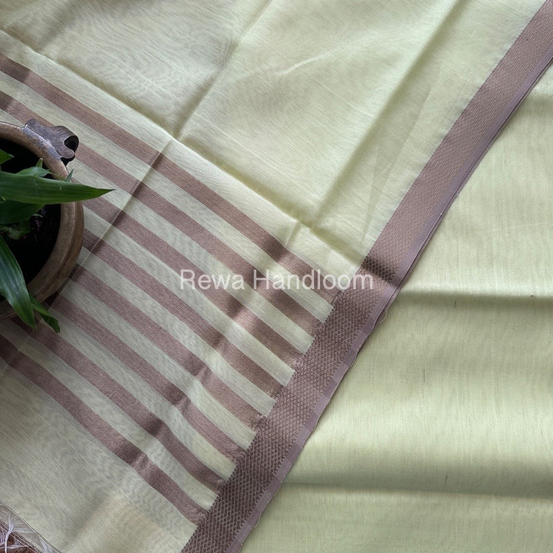 Maheshwari Pastel Yellow Resham Thread Dress Material RT010